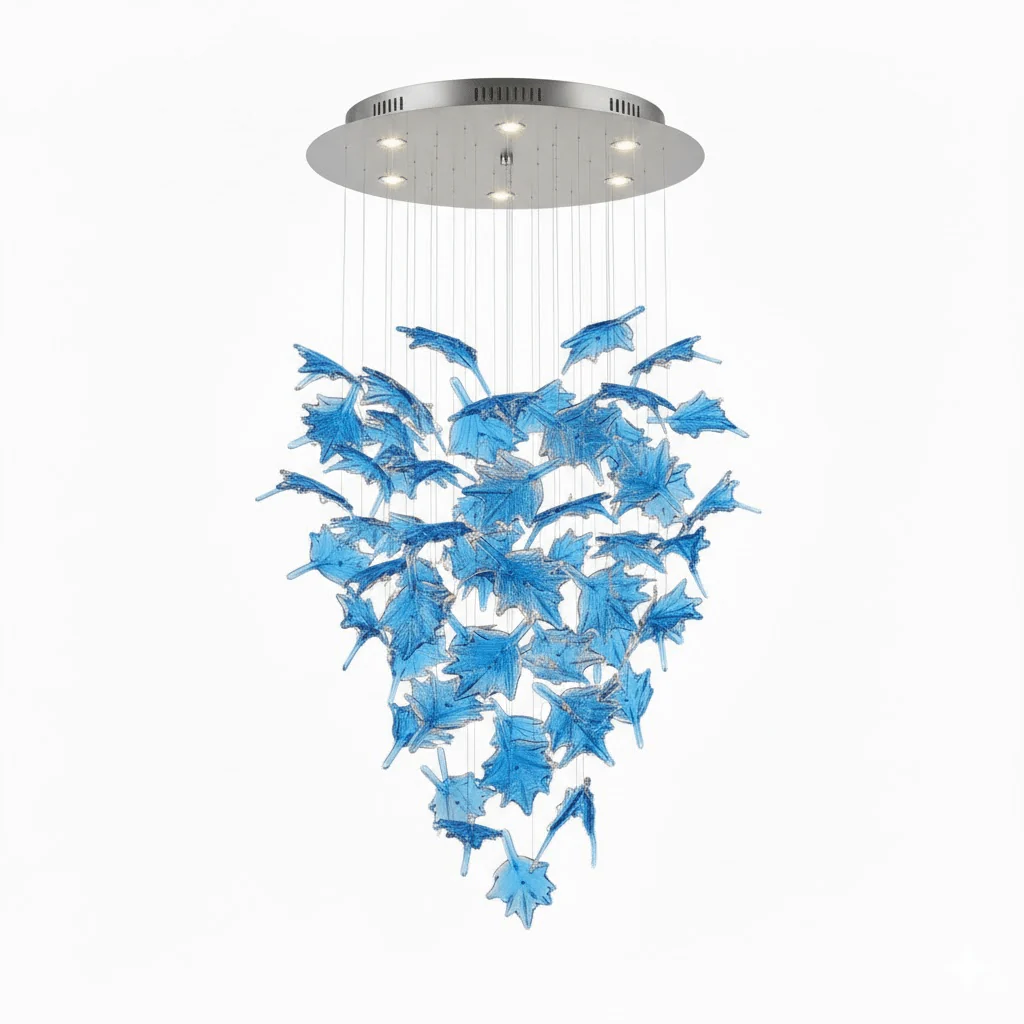 Multicolor Crystal Spiral Maple Leaf Chandelier - Image 63