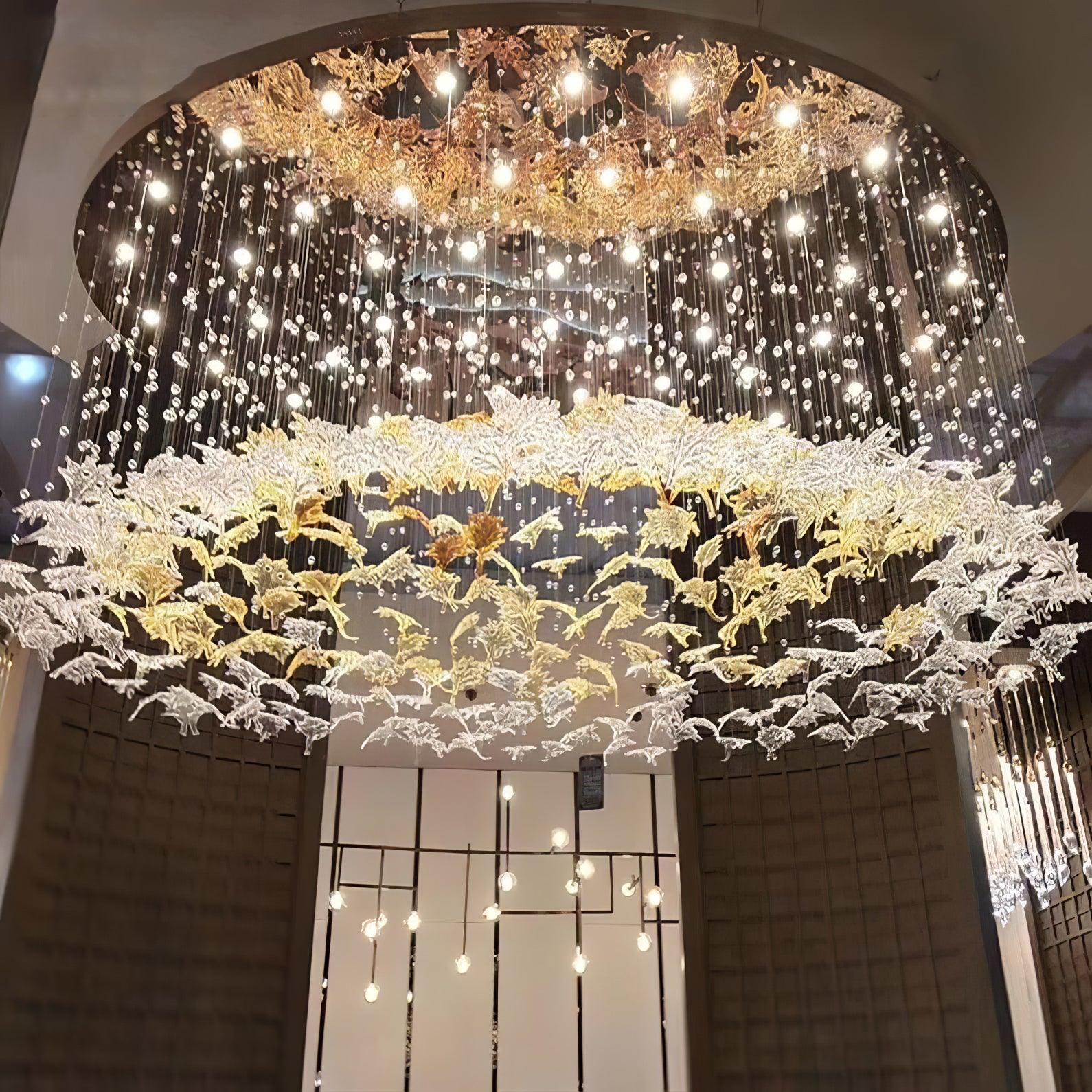 Multicolor Crystal Spiral Maple Leaf Chandelier - Image 7