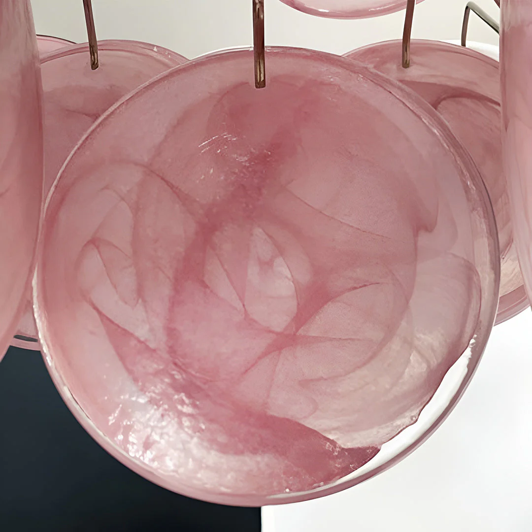 Murano Chandelier 36 Pink Disks - Image 13