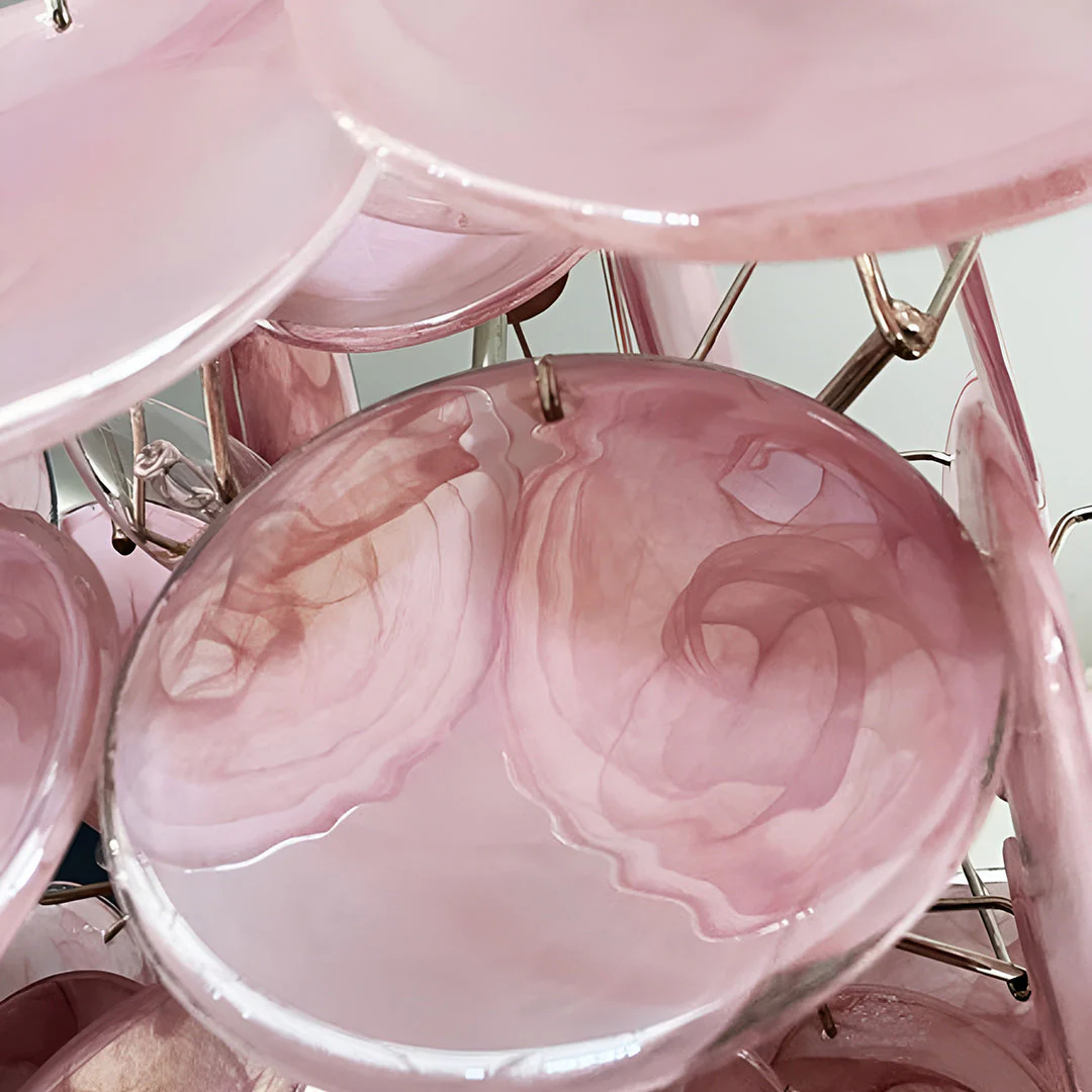 Murano Chandelier 36 Pink Disks - Image 14