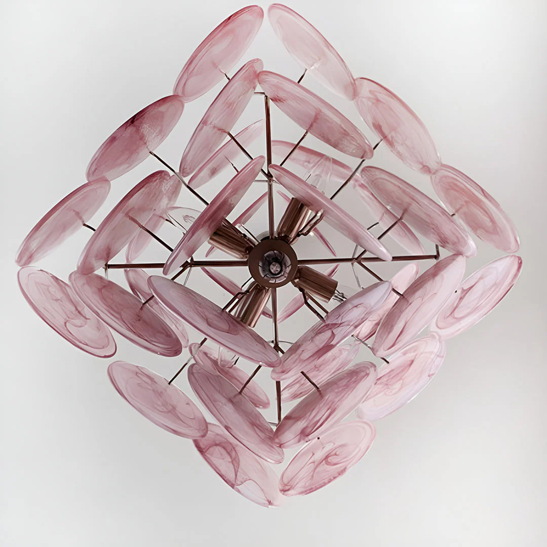 Murano Chandelier 36 Pink Disks - Image 15
