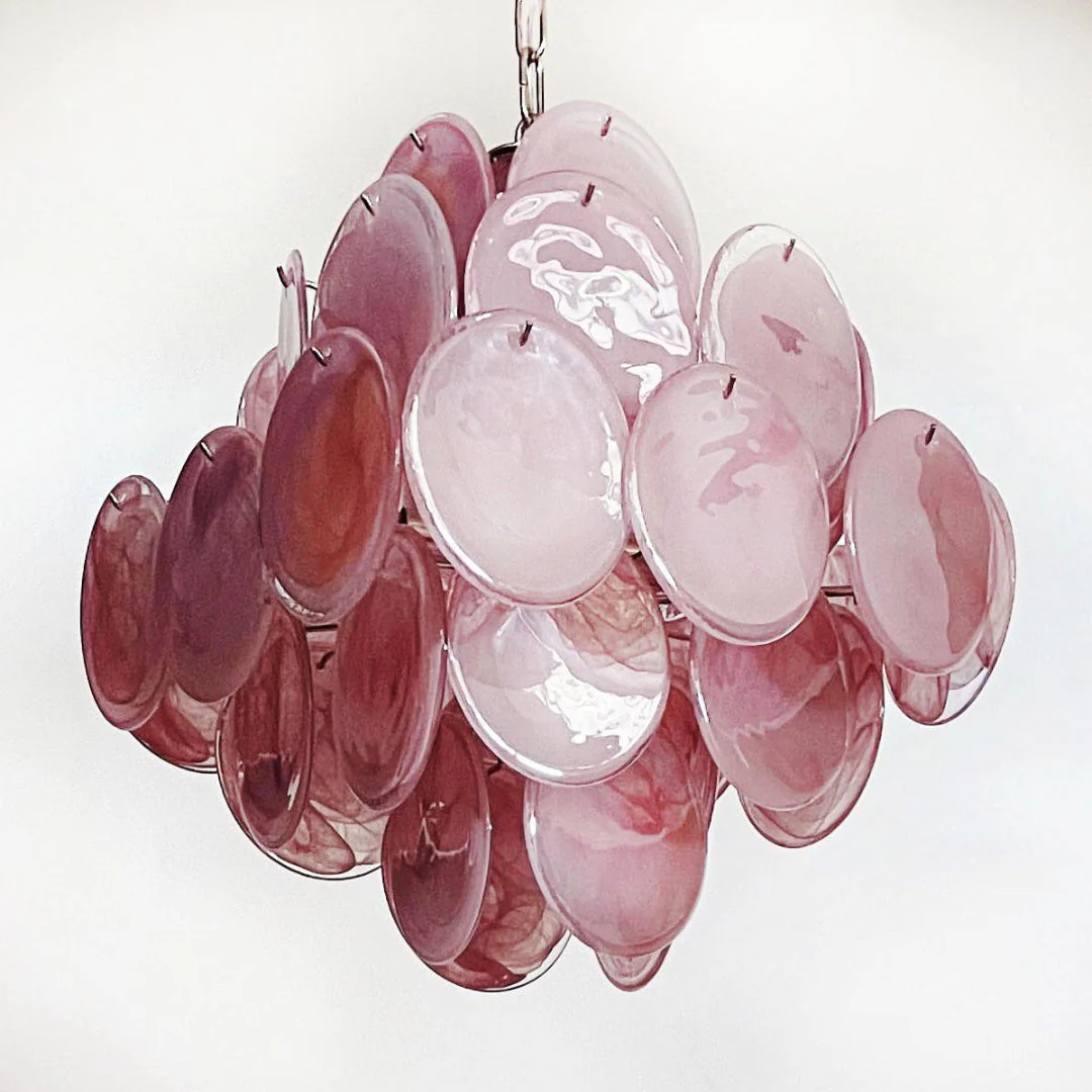 Murano Chandelier 36 Pink Disks - Image 19
