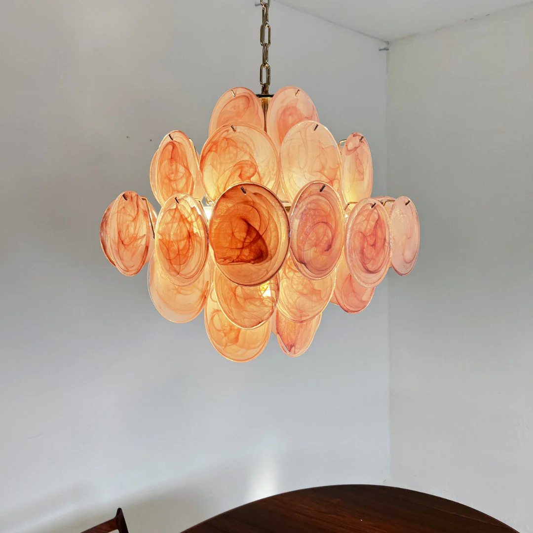 Murano Chandelier 36 Pink Disks - Image 2