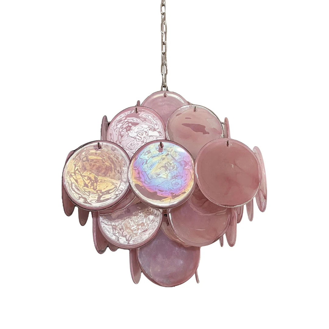 Murano Chandelier 36 Pink Disks - Image 20
