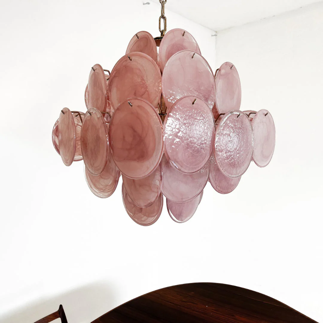 Murano Chandelier 36 Pink Disks - Image 7