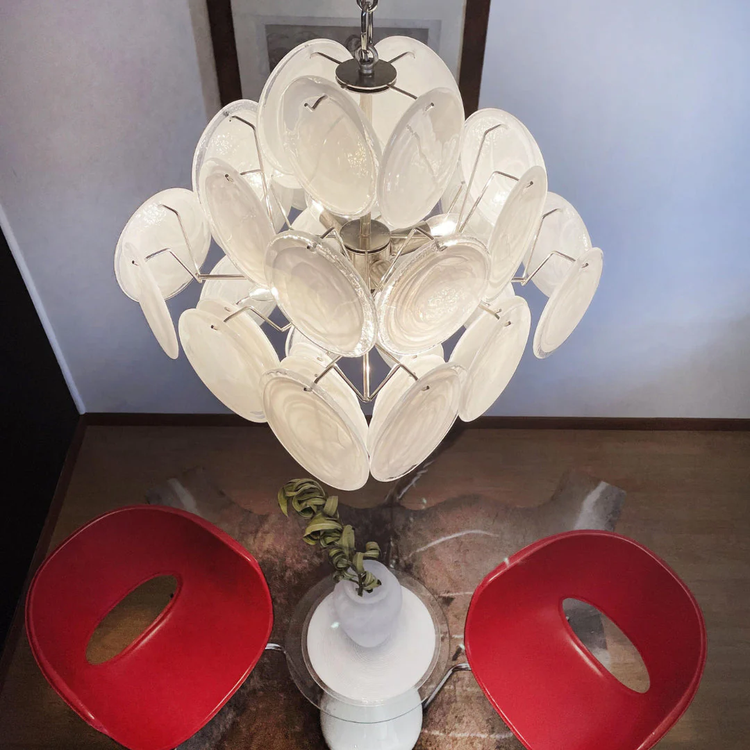 Murano Chandelier 36 White Disks - Image 10