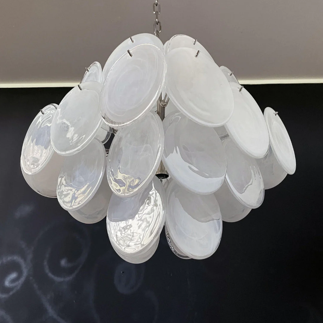 Murano Chandelier 36 White Disks - Image 16
