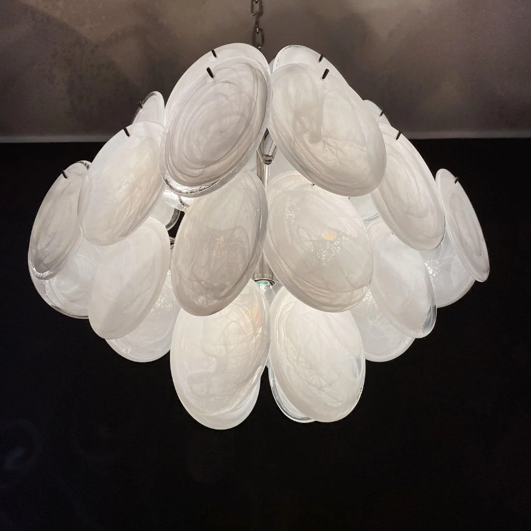 Murano Chandelier 36 White Disks - Image 17