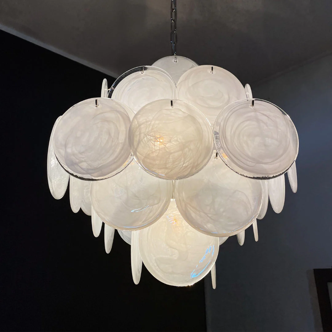 Murano Chandelier 36 White Disks - Image 18