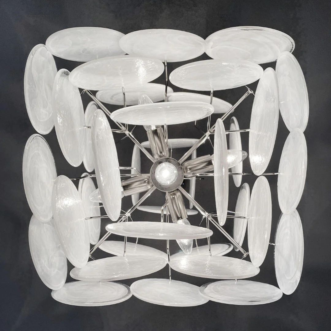 Murano Chandelier 36 White Disks - Image 19