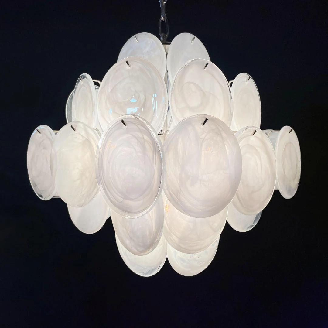 Murano Chandelier 36 White Disks - Image 22