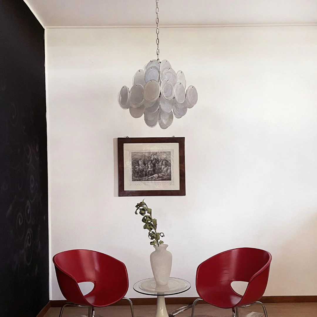 Murano Chandelier 36 White Disks - Image 5