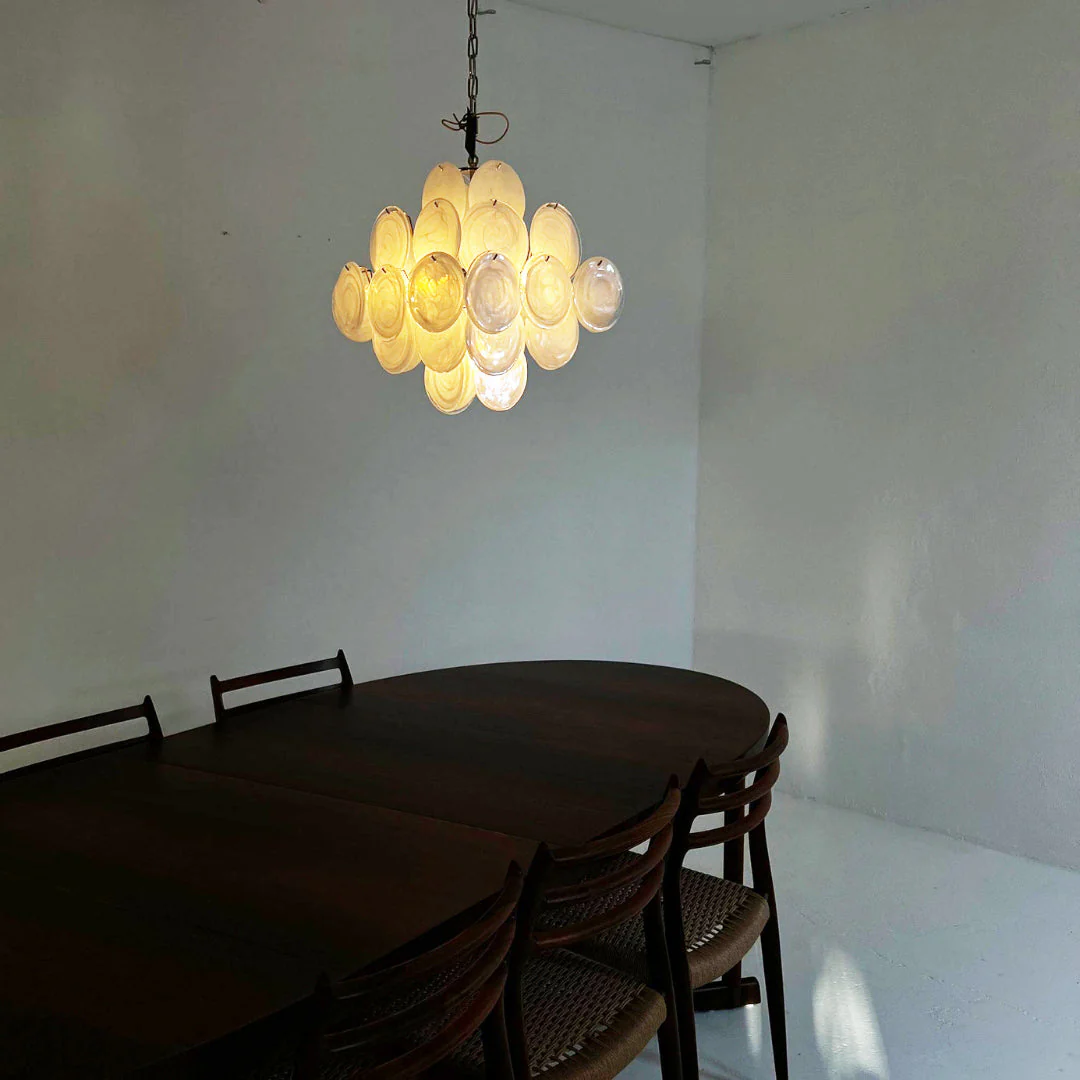Murano Chandelier 36 White Disks - Image 6