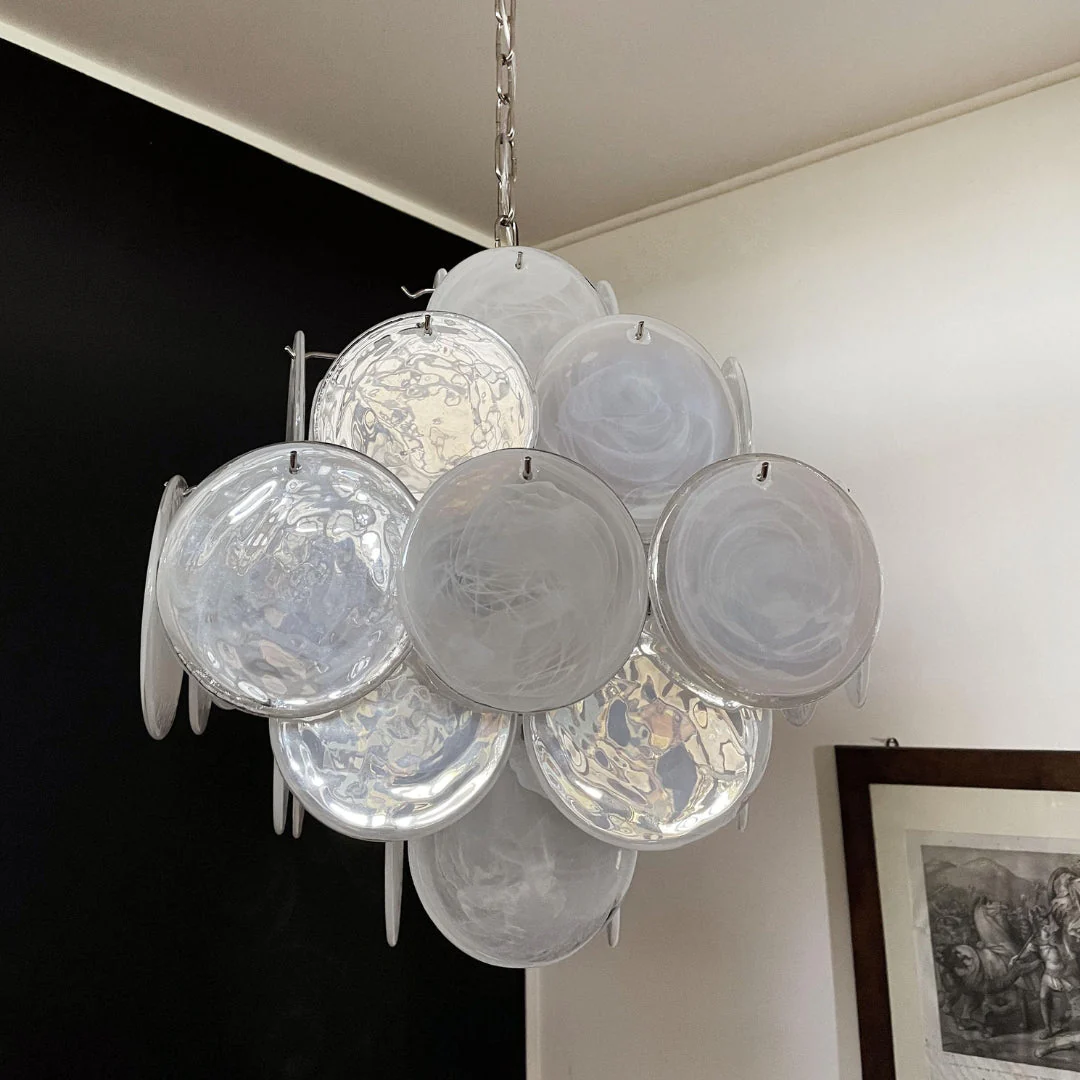 Murano Chandelier 36 White Disks - Image 8