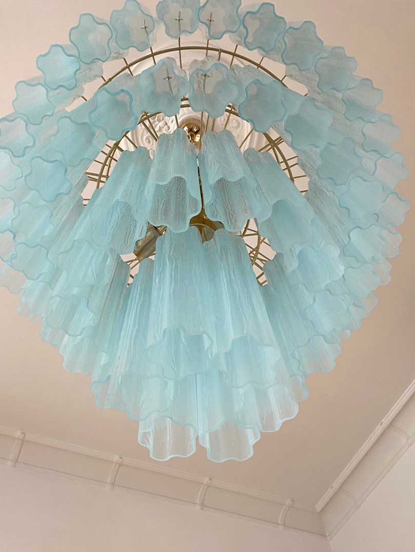 Murano Chandelier Opal Glass - Image 4