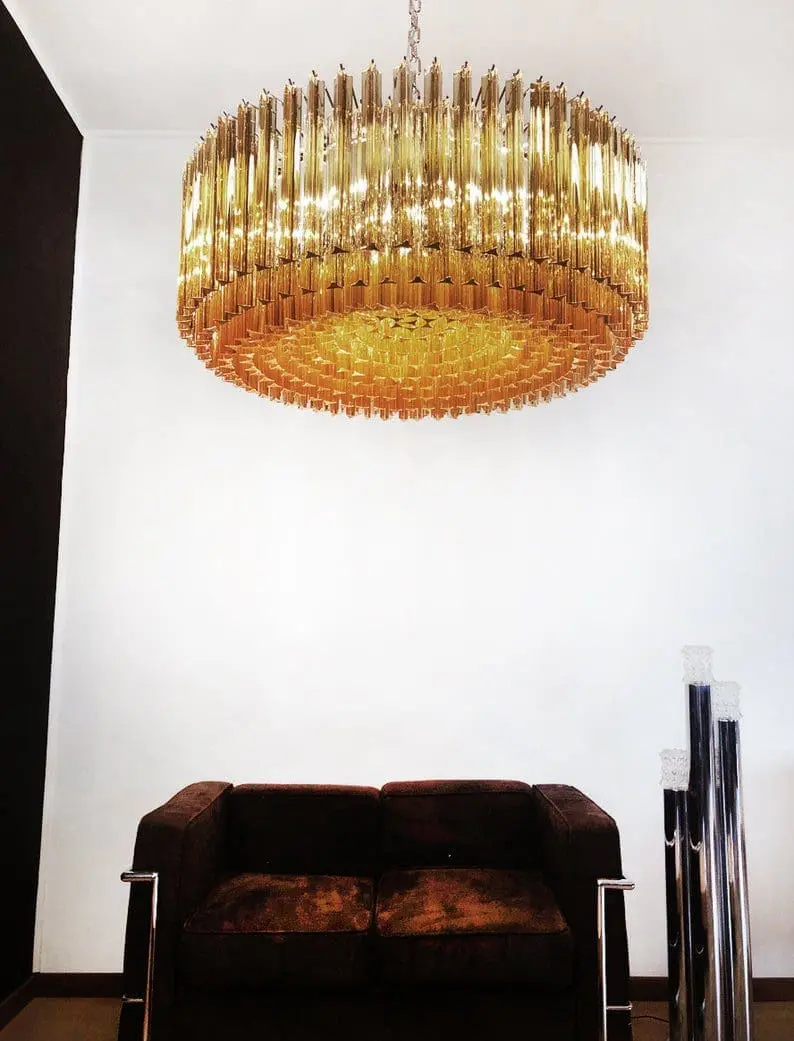 Murano Glass Chandelier – Triedri – 391 prisms – Amber - Image 2