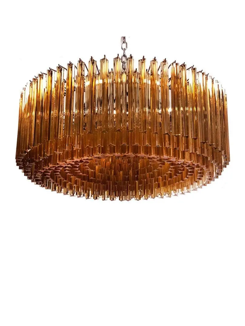 Murano Glass Chandelier – Triedri – 391 prisms – Amber - Image 3