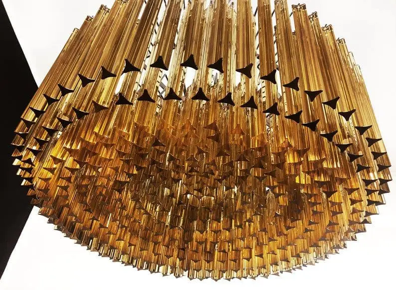Murano Glass Chandelier – Triedri – 391 prisms – Amber - Image 4
