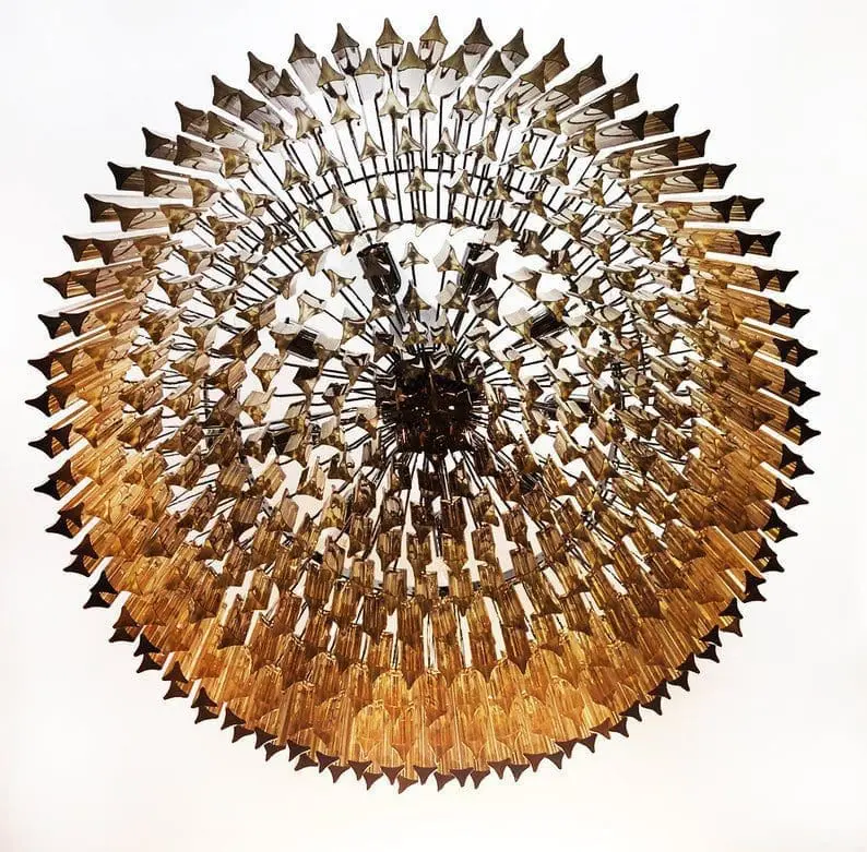 Murano Glass Chandelier – Triedri – 391 prisms – Amber - Image 5