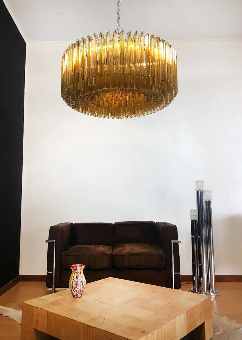 Murano Glass Chandelier – Triedri – 391 prisms – Amber - Image 6