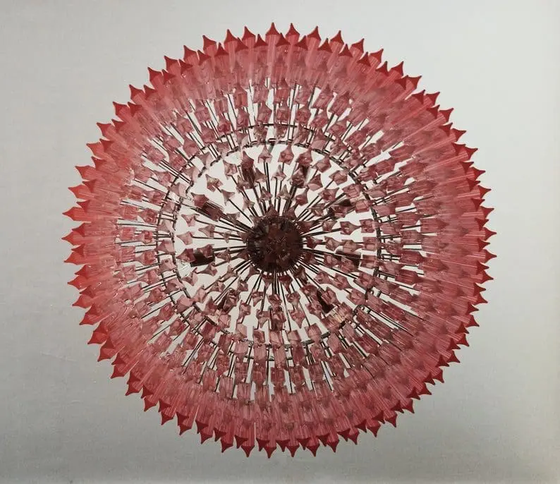 Murano Glass Chandelier – Triedri – 391 prisms – Pink - Image 2