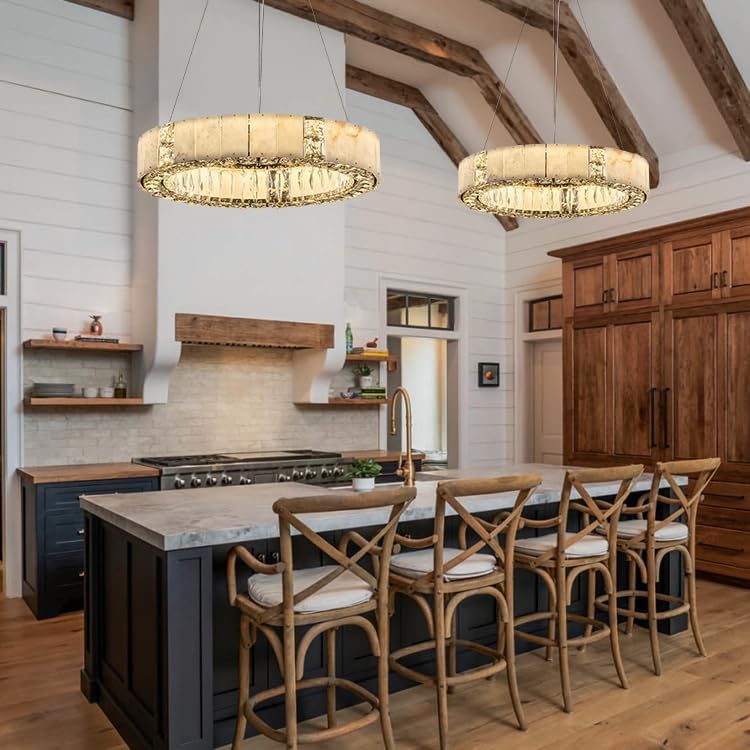 Natural Alabaster Chandeliers, D23 Round Crystal Chandeliers for Dining Room - Image 6