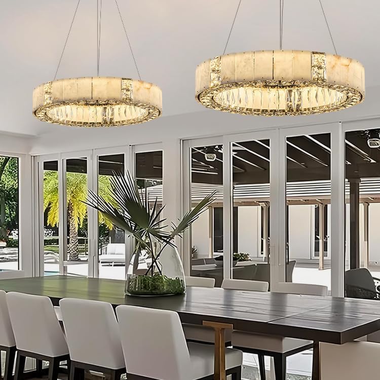 Natural Alabaster Chandeliers, D23 Round Crystal Chandeliers for Dining Room - Image 9