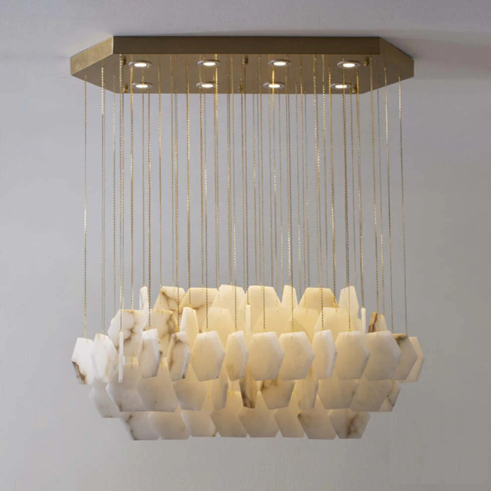 Natural Alabaster Cube Modern Chandelier - Image 2