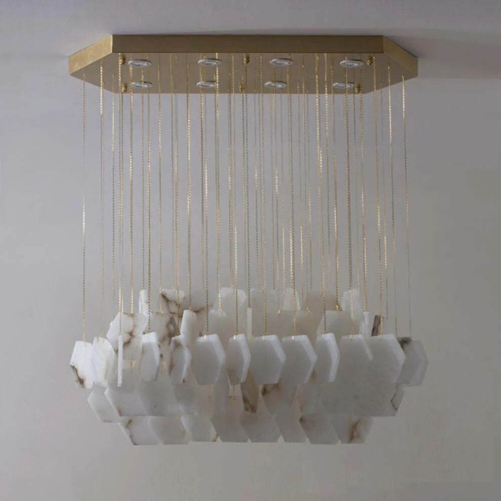 Natural Alabaster Cube Modern Chandelier - Image 3