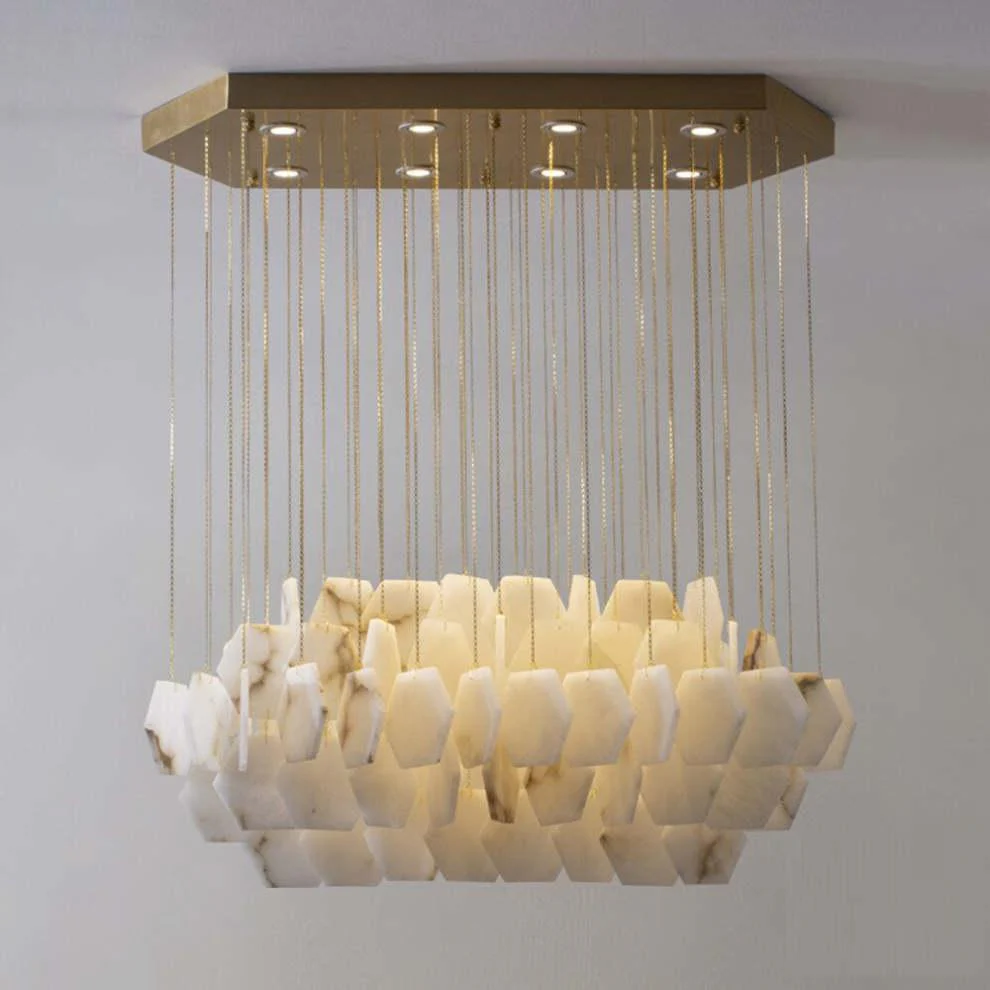 Natural Flake Alabaster Modern Chandelier - Image 2