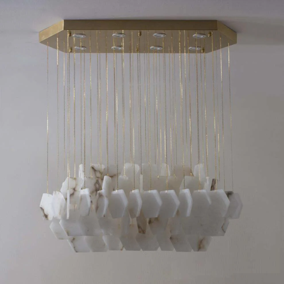 Natural Flake Alabaster Modern Chandelier - Image 3