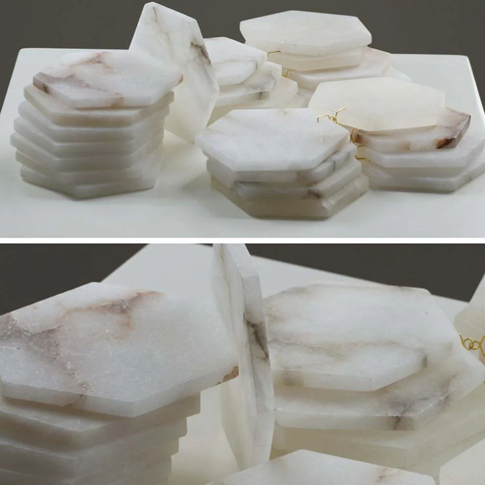 Natural Flake Alabaster Modern Chandelier - Image 4