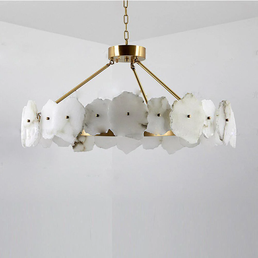 Natural Flake Alabaster Modern Round Chandelier - Image 5
