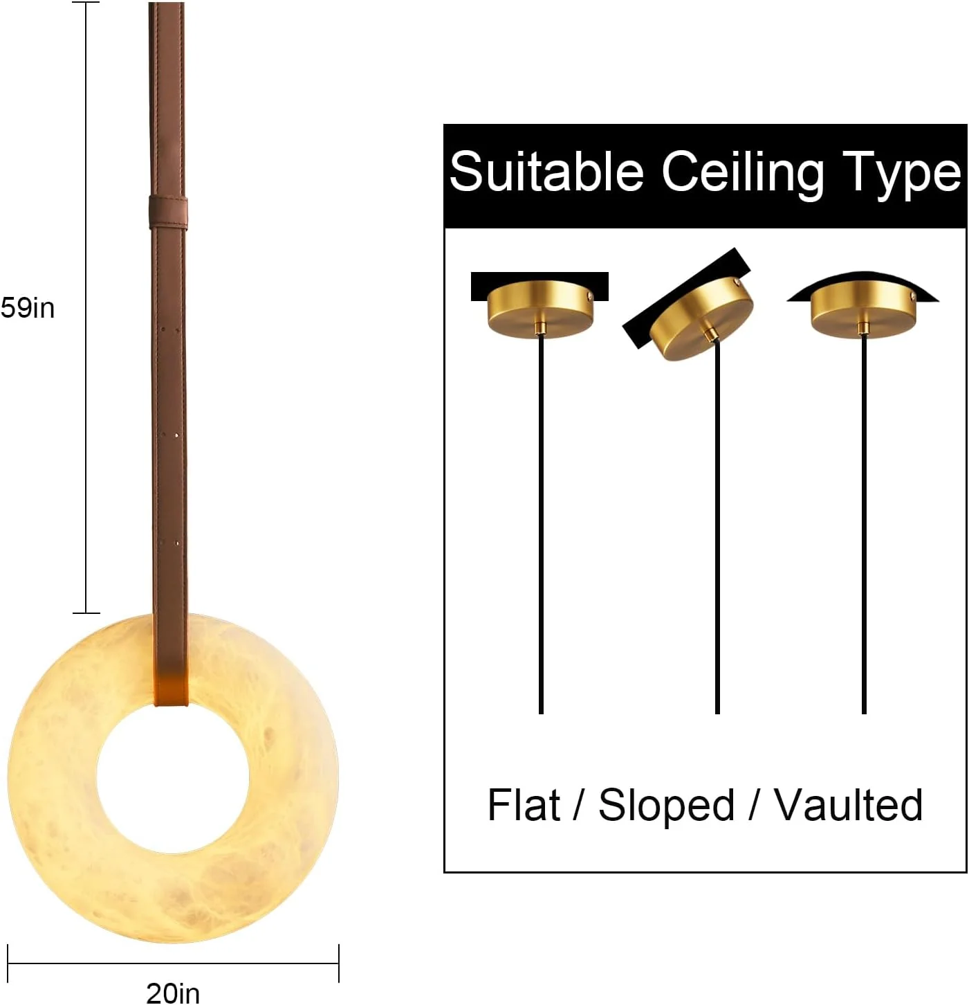 Natural Alabaster Pendant Lights, Round Shape Pendant Lighting - Image 5