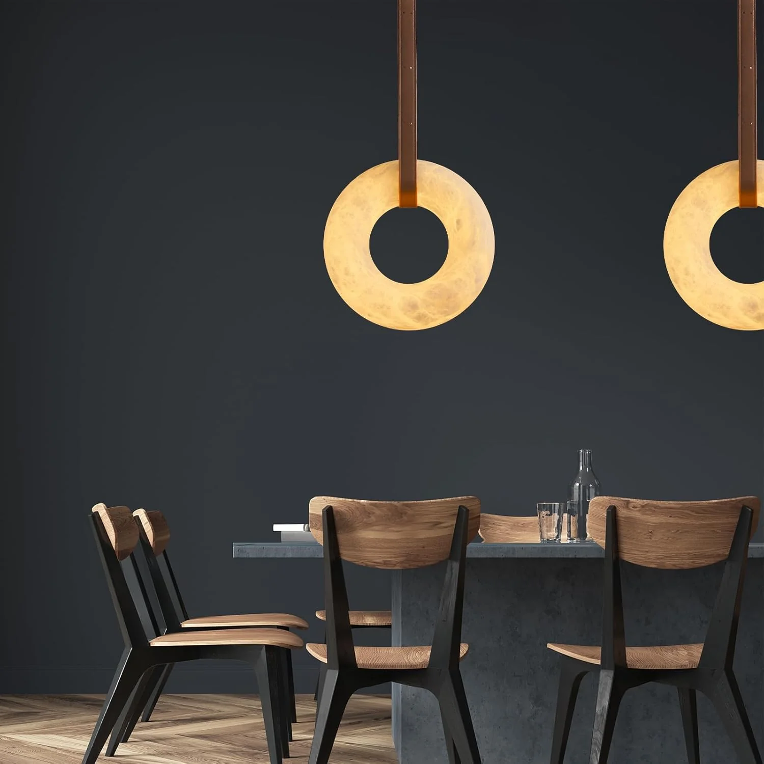 Natural Alabaster Pendant Lights, Round Shape Pendant Lighting - Image 6