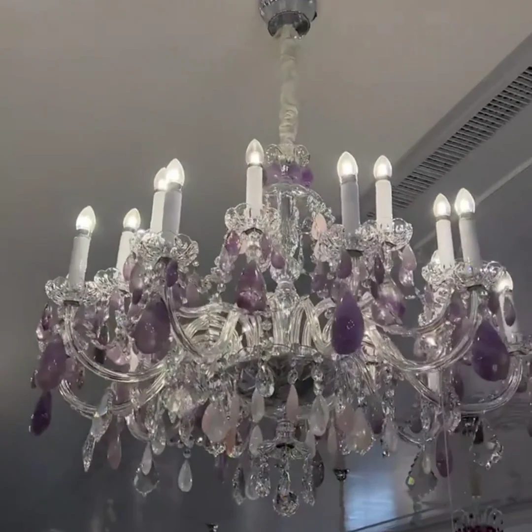 New Luxury Green/Purple Rock Crystal Chandelier for Living Room/Bedroom - Image 2