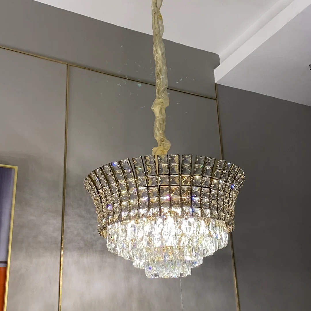 New Luxury Creative Multi-tiered Crystal Chandelier in Champagne Gold Finish for Living/Dining Room/Staircase/Foyer - Image 2