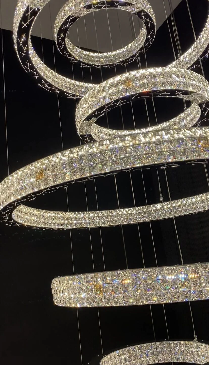 New Modern Light Luxury Oversized Multi-tiered Rings Crystal Chandelier for Staircase/Duplex/High-ceiling Space - Image 2