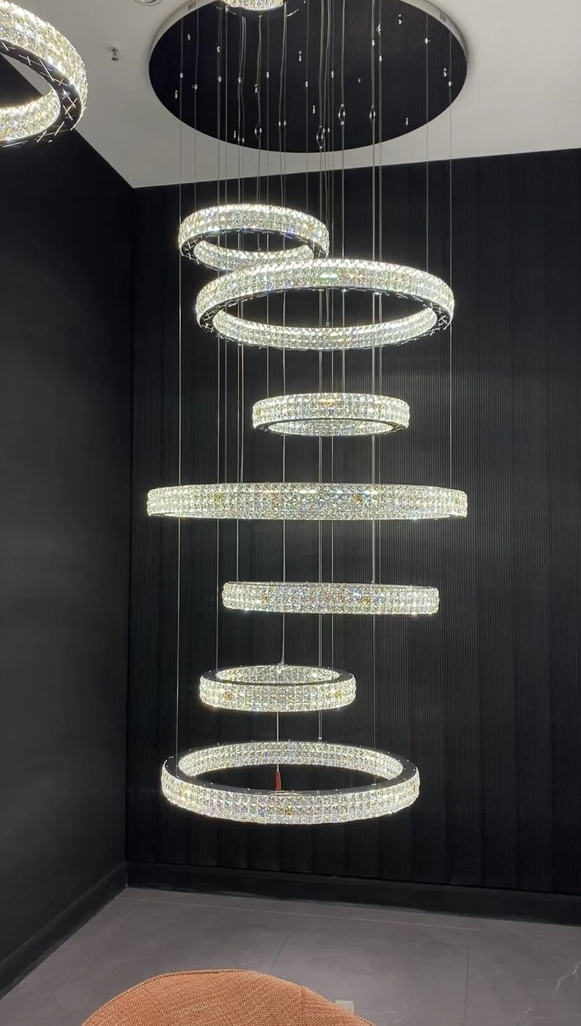 New Modern Light Luxury Oversized Multi-tiered Rings Crystal Chandelier for Staircase/Duplex/High-ceiling Space - Image 5