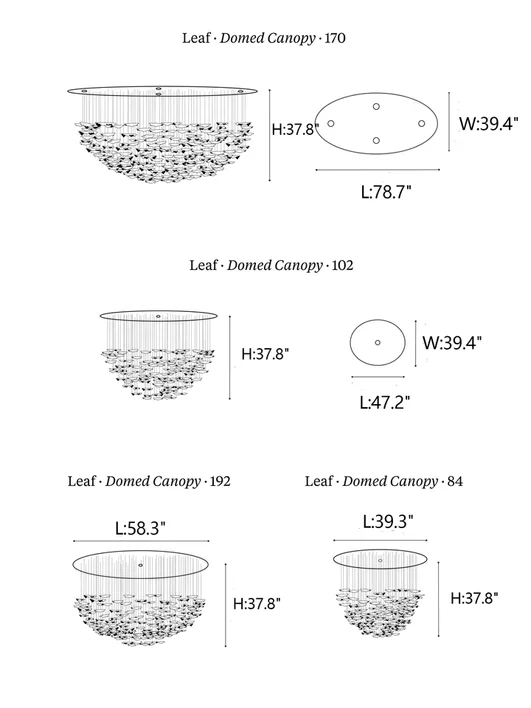 New Postmodern Round/Oval 84/102/170/192 Leaves Art Design Chandelier - Image 20
