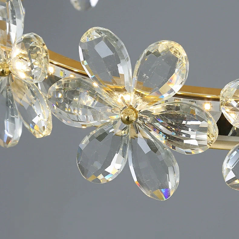 New Style Flower Crystal Chandelier For Living Room Petal Ring Pendant Lighting Fixture for Girls Bedroom - Image 10