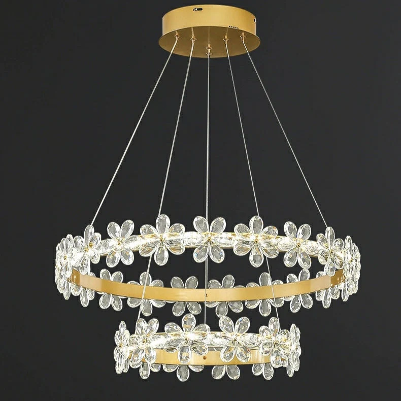 New Style Flower Crystal Chandelier For Living Room Petal Ring Pendant Lighting Fixture for Girls Bedroom - Image 11
