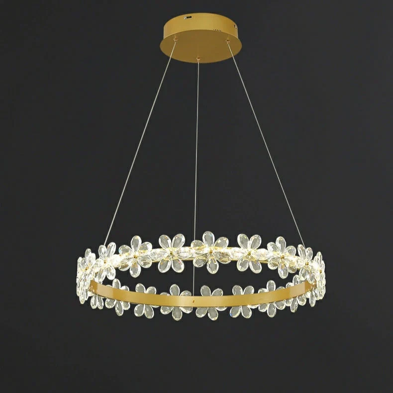 New Style Flower Crystal Chandelier For Living Room Petal Ring Pendant Lighting Fixture for Girls Bedroom - Image 12