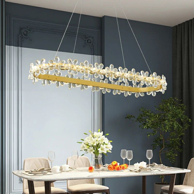 New Style Flower Crystal Chandelier For Living Room Petal Ring Pendant Lighting Fixture for Girls Bedroom - Image 3