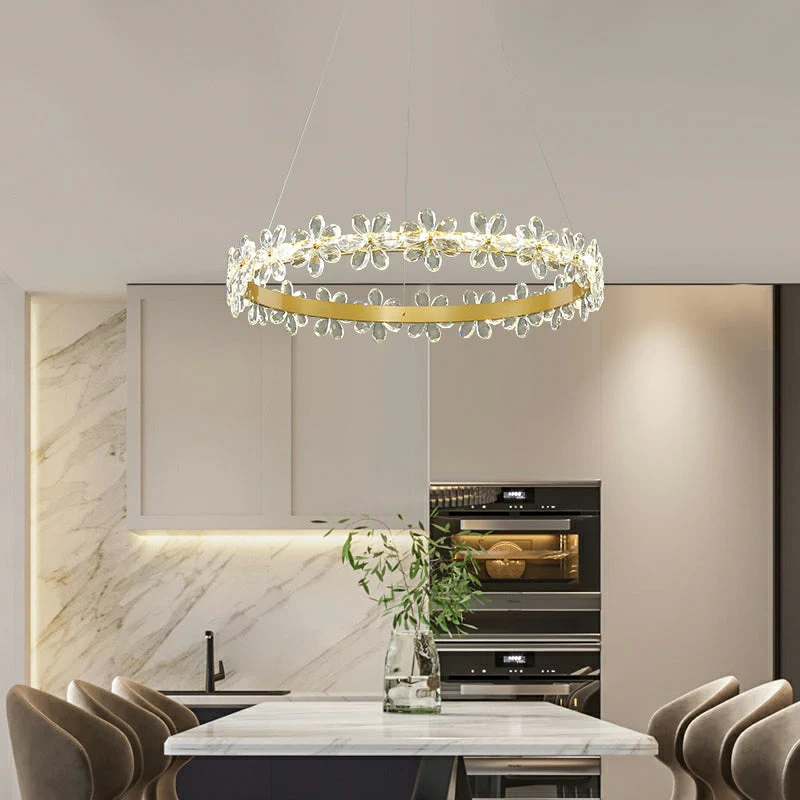 New Style Flower Crystal Chandelier For Living Room Petal Ring Pendant Lighting Fixture for Girls Bedroom - Image 4