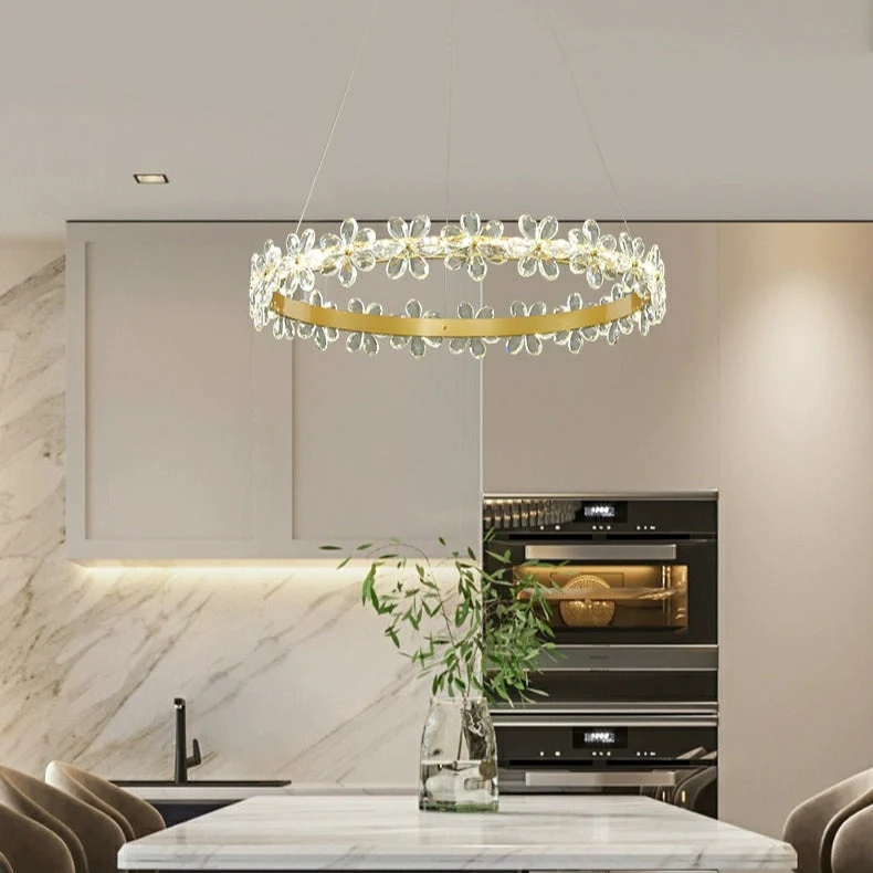 New Style Flower Crystal Chandelier For Living Room Petal Ring Pendant Lighting Fixture for Girls Bedroom - Image 5