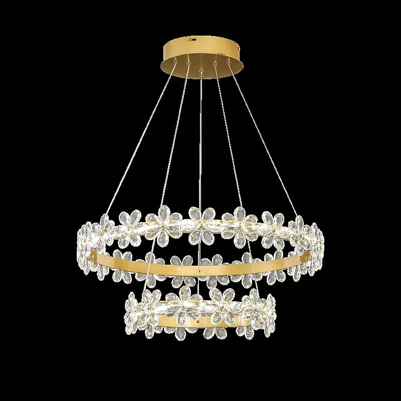 New Style Flower Crystal Chandelier For Living Room Petal Ring Pendant Lighting Fixture for Girls Bedroom - Image 8