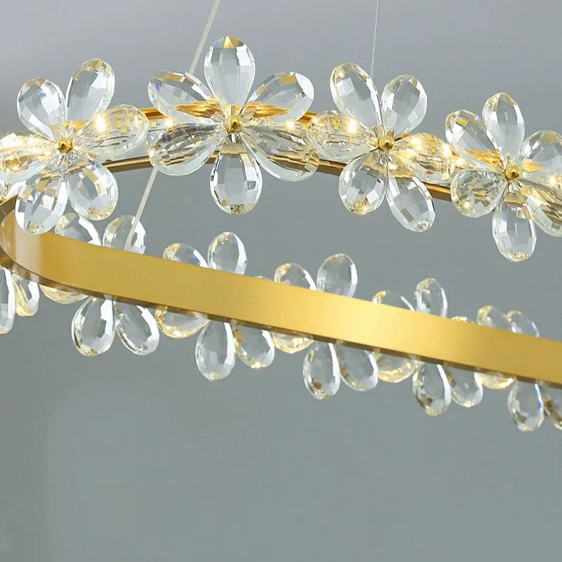 New Style Flower Crystal Chandelier For Living Room Petal Ring Pendant Lighting Fixture for Girls Bedroom - Image 9