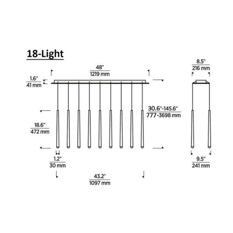 Noland 18-Light Linear Chandelier 48" - Image 9