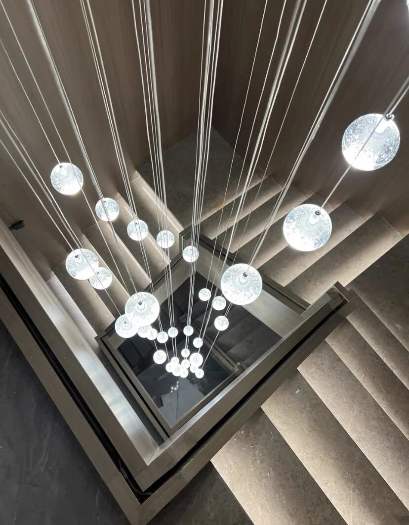 Oversized Nordic Art Round Air Bubbles Pendant Chandelier for Stairs/Spiral Staircase/Hotel Lobby - Image 14